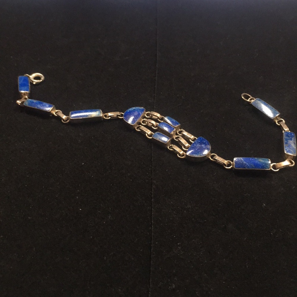 Vintage Lapis & Silver Western Boho Style Bracelet